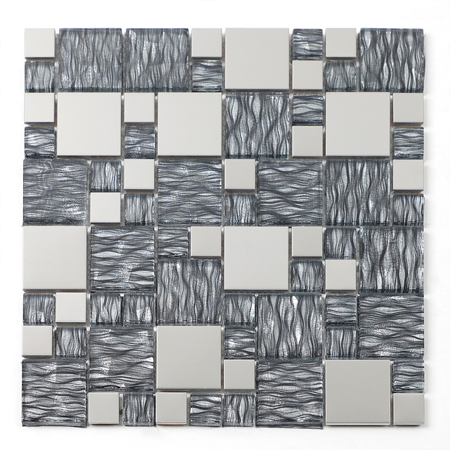 Metal Glass Mixing Mosaic Tiles Modern Decorative Wall Panels Moisture Resistant and Durable