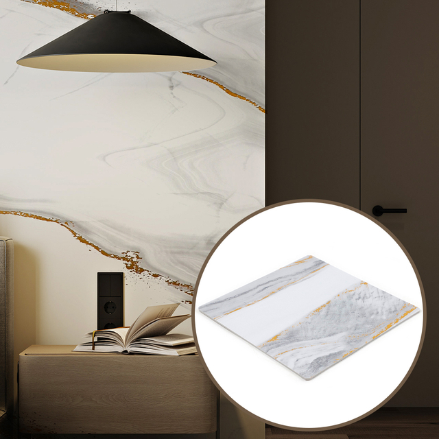 Premium PVC Marble Sheet with Golden Film – Elegant, Scratch-Resistant Easy-to-Install Cladding 3MM thickness