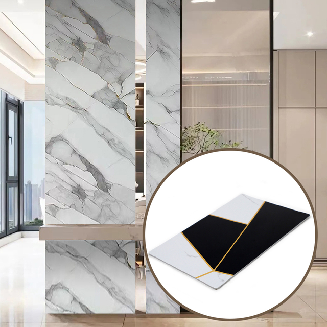 Eco-Friendly PVC Marble Sheet with Gold Veins – Lightweight, Durable Perfect for Modern Interiors 5MM thickness