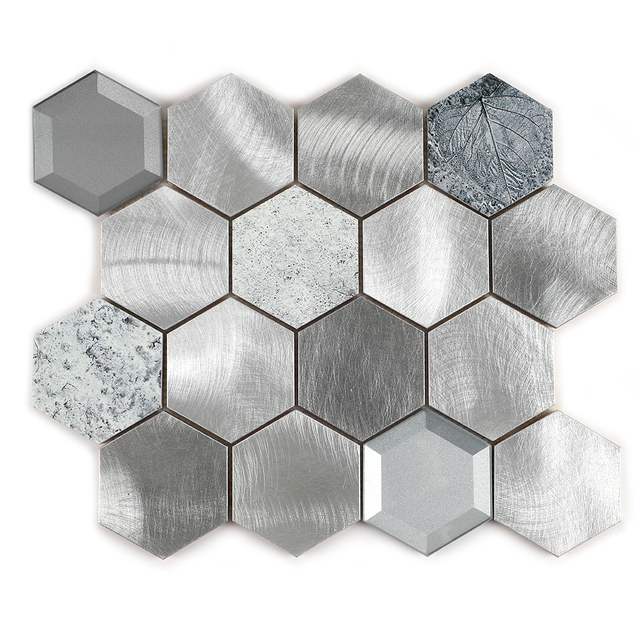 Glass Stone and Metal Mixture Mosaic Tiles for Stylish Durable Eco Friendly Wall Design