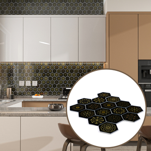 Hexagonal Glass Mosaic Tile Modern Decorative Wall and Backsplash Glass Sheets