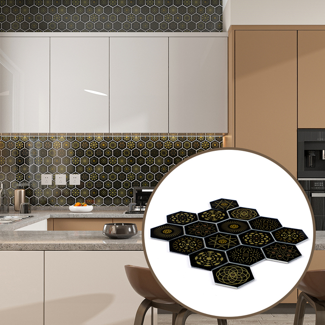 Hexagonal Glass Mosaic Tile Modern Decorative Wall and Backsplash Glass Sheets