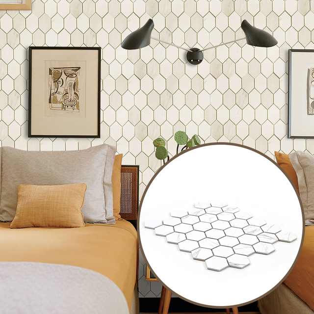 Ceramic Mosaic Tiles for Wall and Floor Hexagon Rhombus Shape Durable Easy to Clean