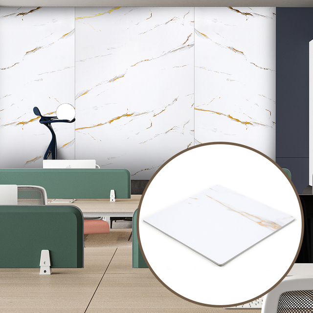 High-Quality PVC Faux Marble Sheet – Golden Film Finish for Stylish Interiors Furniture Surfaces 4MM thickness