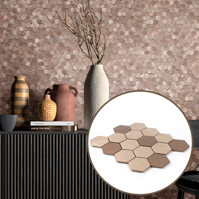 Metal Mosaic Tiles Waterproof Rust Resistant Low Maintenance Decorative Wall Panels for Interior Design
