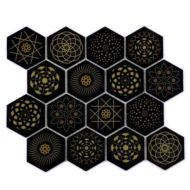 Hexagonal Glass Mosaic Tile Modern Decorative Wall and Backsplash Glass Sheets