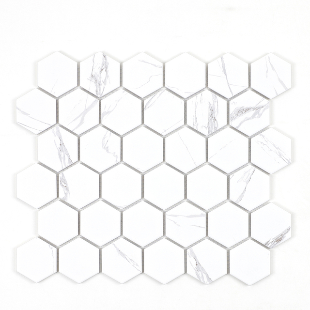 Ceramic Mosaic Tiles for Wall and Floor Hexagon Rhombus Shape Durable Easy to Clean